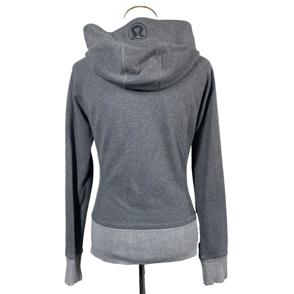 Lululemon Scuba Hoodie Jacket Womens Size 6 Dark Gray Light Gray Full Zip READ - Picture 4 of 9
